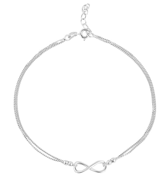 LukGud Silver Anklet | Rhodium Plated Precious Cubic Zirconia Gift Ideas-Women Chain Anklet |