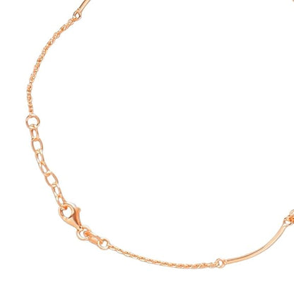 LukGud 925 Sterling Silver Beads Rose Gold Plating Hanging charm anklet (Pair) | Gift for Women & Girls