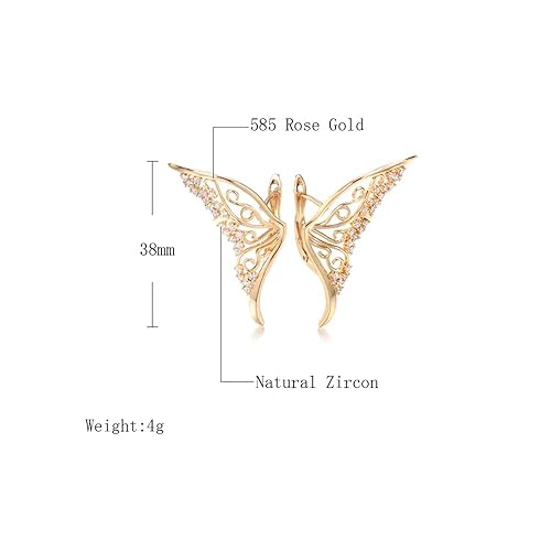 LukGud 18k Rose Gold Plated Latest Fancy Stylish Copper Zircon Bali Earrings for Women and Girls