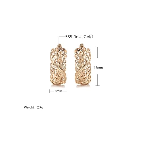 LukGud 18k Rose Gold Plated Latest Fancy Stylish Copper Zircon Bali Earrings for Women and Girls