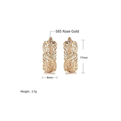 LukGud 18k Rose Gold Plated Latest Fancy Stylish Copper Zircon Bali Earrings for Women and Girls