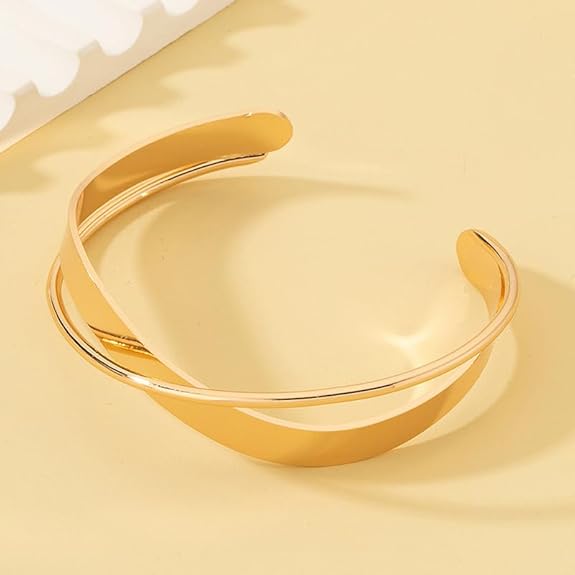 LukGud Minimalist Open Kada Cuff Bracelet for Girls and Women