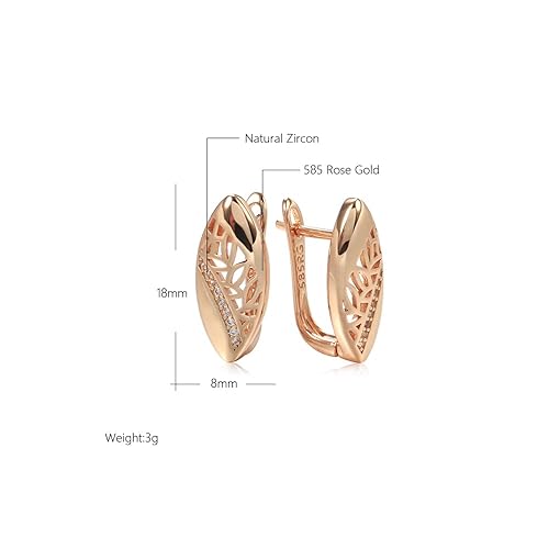 LukGud 18k Rose Gold Plated Latest Fancy Stylish Copper Zircon Bali Earrings for Women and Girls