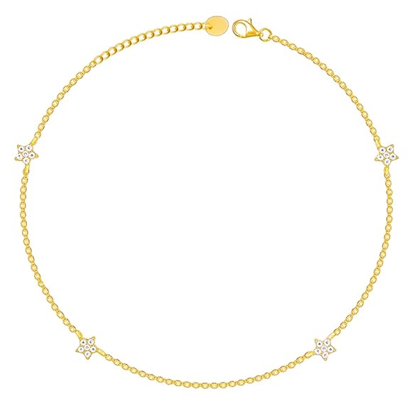 LukGud Silver Golden Star Constellation Anklet,Single| Valentine Gift for Girlfriend Wife Women & Girls |