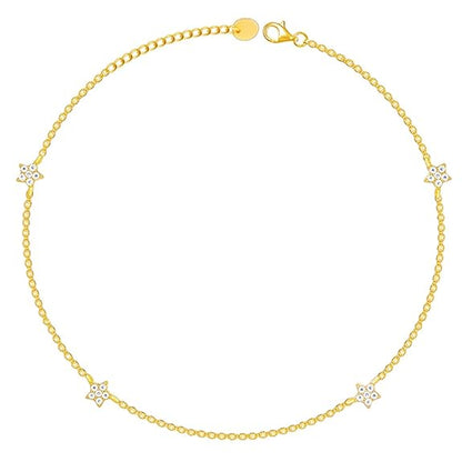 LukGud Silver Golden Star Constellation Anklet,Single| Valentine Gift for Girlfriend Wife Women & Girls |