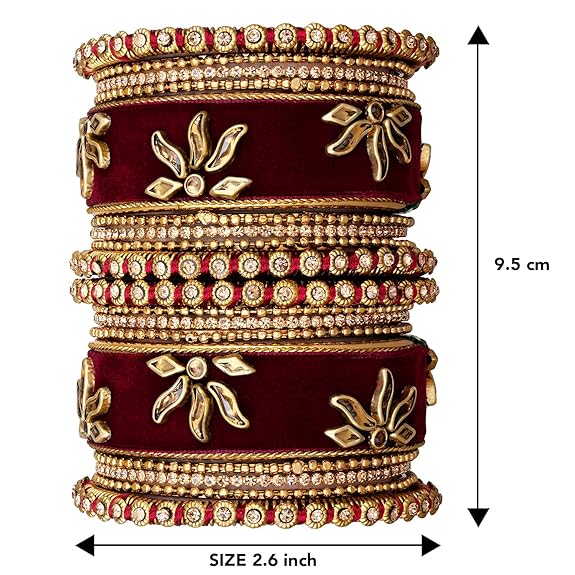 LukGud Velvet Silk Thread Chuda Chura Bangle Set Jewellery for Women Girls