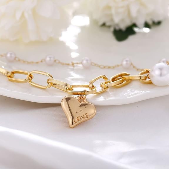 LukGud Latest Stylish Gold Plated Charm Bracelet for Women and Girls