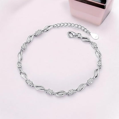 LukGud Stylish 925 Silver-Plated Copper Bracelet for Women and Girls