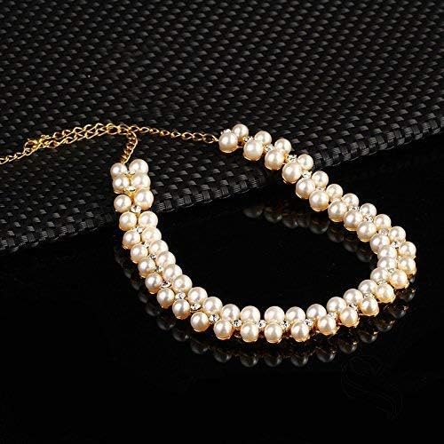 LukGud Gold Plated Pearl Necklace Set/Jewellery Set with Fancy Earrings for Girls/Women