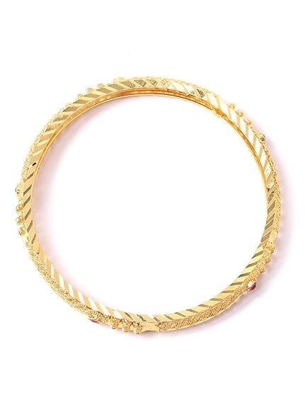 LukGud Traditional Gold Plated Set of 4 Bracelet Bangles Set for Girls and Women