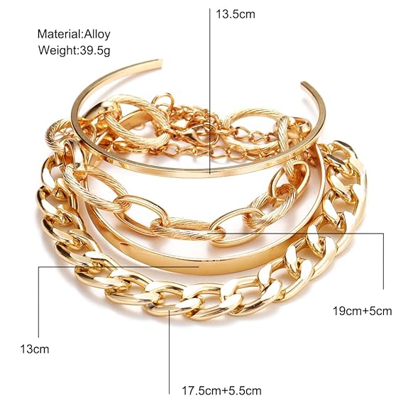 LukGud Latest Stylish Multilayer Gold Plated Bangle Bracelet for Women and Girls