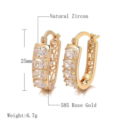 LukGud 18k Rose Gold Plated Latest Fancy Stylish Copper Zircon Bali Earrings for Women and Girls
