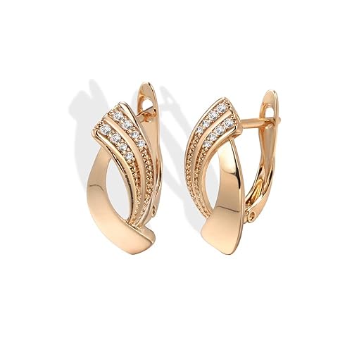 LukGud Rose Gold Plated Latest Fancy Stylish Copper Zircon Bali Earrings for Women and Girls