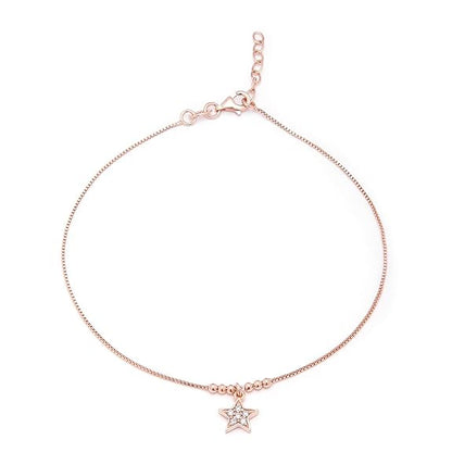 LukGud Silver Anklet | Rose Gold Plated Shimmering Cubic Zirconia Gift Ideas-Women Charm Anklet |