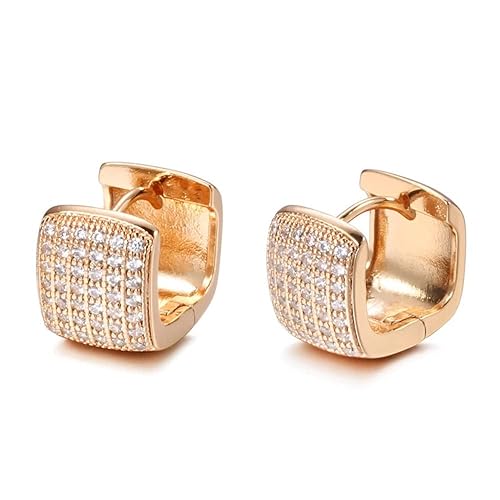 LukGud 18k Rose Gold Plated Latest Fancy Stylish Copper Zircon Bali Earrings for Women and Girls