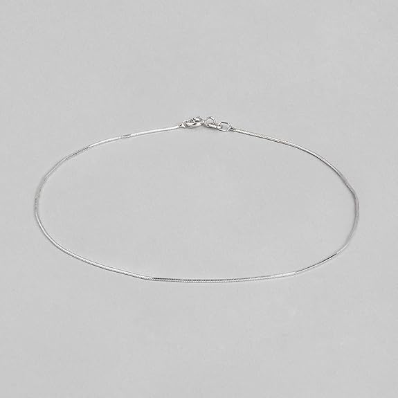 LukGud Silver Modest Minimal Rhodium Plating Chain Anklet (Single) | Gift for Women & Girls |