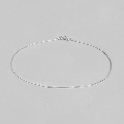 LukGud Silver Modest Minimal Rhodium Plating Chain Anklet (Single) | Gift for Women & Girls |