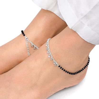 LukGud Silver Unique Vibe Anklet,single | Valentine Gift for Girlfriend Wife Women & Girls