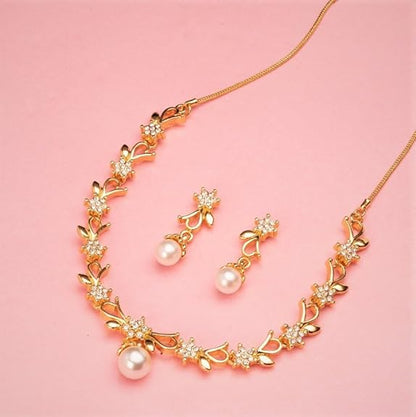 LukGud Gold Plated Austrian Crystals Necklace Set for Women