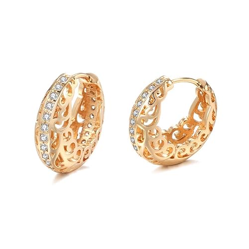 LukGud 18k Rose Gold Plated Latest Fancy Stylish Copper Zircon Bali Earrings for Women and Girls