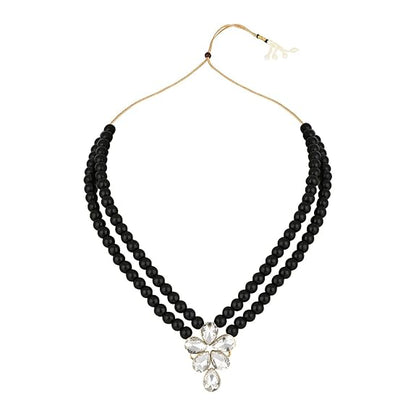 LukGud 18k Gold Plated Traditional Kundan & Pearl Studded Necklace Jewellery Set For Women
