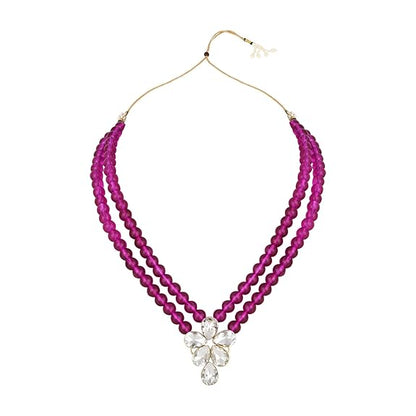 LuKGud 18k Gold Plated Traditional Kundan & Pearl Studded Necklace Jewellery Set For Women