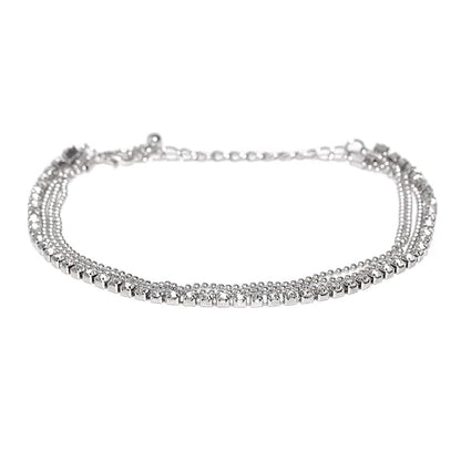 LukGud Silver Anklets  Love Beads Links Silver Plated Anklets for Girls and Women