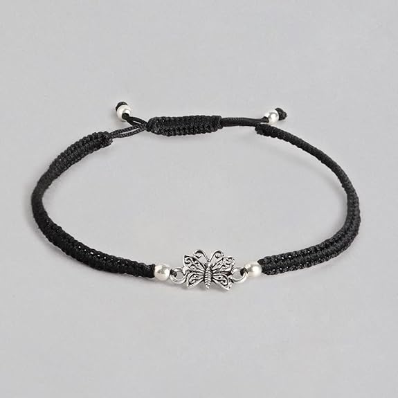 LukGud Silver Rhodium Plated Adjustable Anklet (Single) | Valentine Gift for Women & Girls |