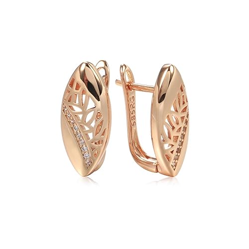 LukGud 18k Rose Gold Plated Latest Fancy Stylish Copper Zircon Bali Earrings for Women and Girls