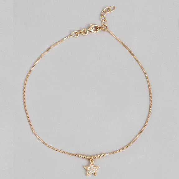 LukGud Silver Anklet | Rose Gold Plated Shimmering Cubic Zirconia Gift Ideas-Women Charm Anklet |