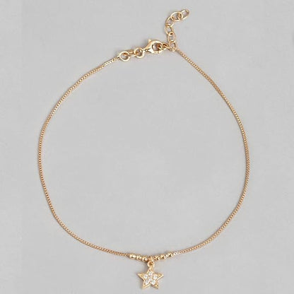 LukGud Silver Anklet | Rose Gold Plated Shimmering Cubic Zirconia Gift Ideas-Women Charm Anklet |