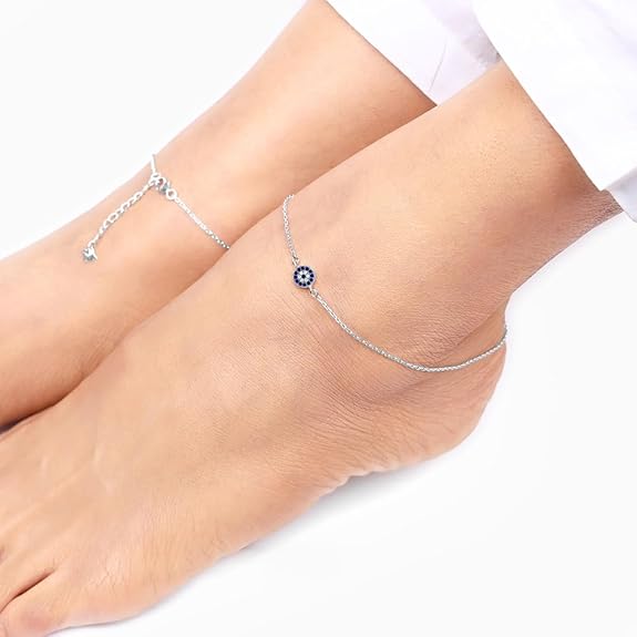 LukGud Silver Anklet for Women, Single | Gifts for Women & Girls