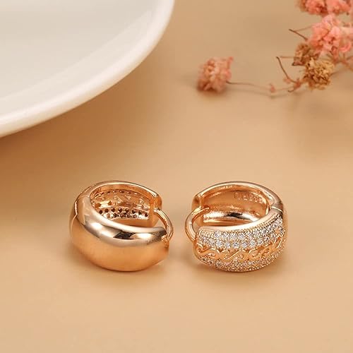 LukGud 18k Rose Gold Plated Latest Fancy Stylish Copper Zircon Bali Earrings for Women and Girls