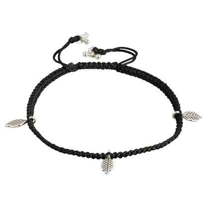 LukGud 925 Sterling Silver Rhodium Plated Adjustable Anklet (Single) | Valentine Gift for Women & Girls |