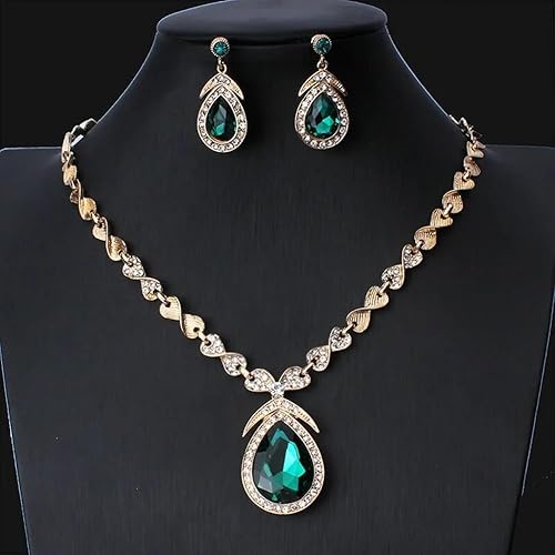 LukGud Latest Stylish Design Fancy Crystal Necklace Jewellery Set for Women