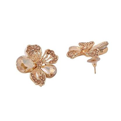 LukGud Jewellery Set For Women Rose Gold Plated Floral Designed Crystal Necklace Set For Women and Girls