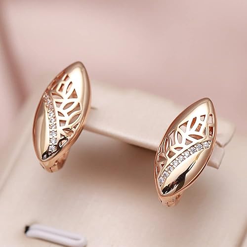 LukGud 18k Rose Gold Plated Latest Fancy Stylish Copper Zircon Bali Earrings for Women and Girls