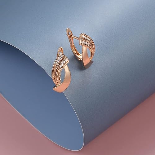 LukGud Rose Gold Plated Latest Fancy Stylish Copper Zircon Bali Earrings for Women and Girls