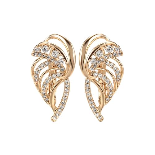 LukGud 18k Rose Gold Plated Latest Fancy Stylish Copper Zircon Bali Earrings for Women and Girls