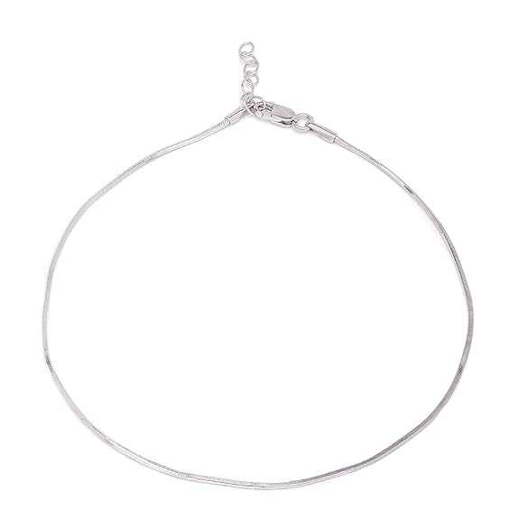 LukGud Silver Modest Minimal Rhodium Plating Chain Anklet (Single) | Gift for Women & Girls |