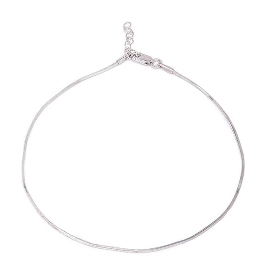 LukGud Silver Modest Minimal Rhodium Plating Chain Anklet (Single) | Gift for Women & Girls |