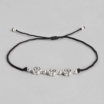 LukGud Silver Rhodium Plated Adjustable Anklet (Single) | Valentine Gift for Women & Girls |