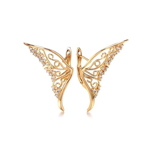 LukGud 18k Rose Gold Plated Latest Fancy Stylish Copper Zircon Bali Earrings for Women and Girls