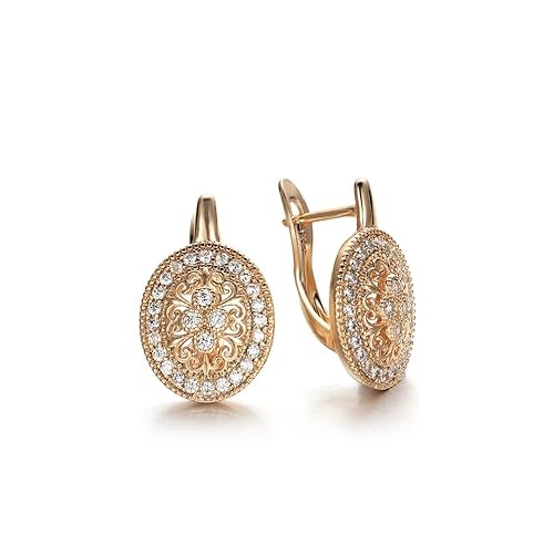 LukGud 18k Rose Gold Plated Latest Fancy Stylish Copper Zircon Bali Earrings for Women and Girls