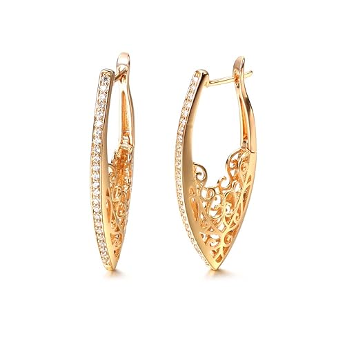 LukGud  18k Rose Gold Plated Latest Fancy Stylish Copper Zircon Bali Earrings for Women and Girls