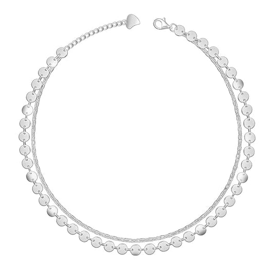 LukGud Silver Dose of Shine Anklet | Gifts for Women and Girls |