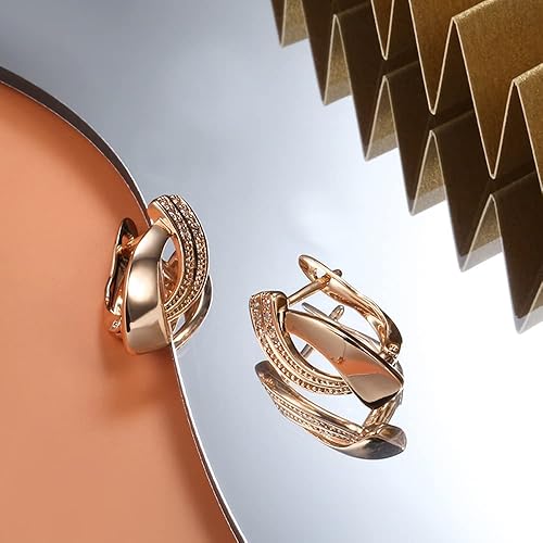 LukGud Rose Gold Plated Latest Fancy Stylish Copper Zircon Bali Earrings for Women and Girls