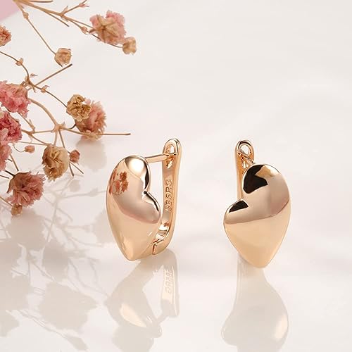 LukGud 18k Rose Gold Plated Latest Fancy Stylish Copper Zircon Bali Earrings for Women and Girls