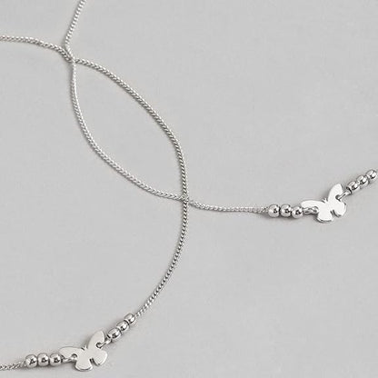 LukGud 925 Sterling Silver Chain Anklet | Rhodium Plated Ornate Gift Ideas-Women Weave Anklet