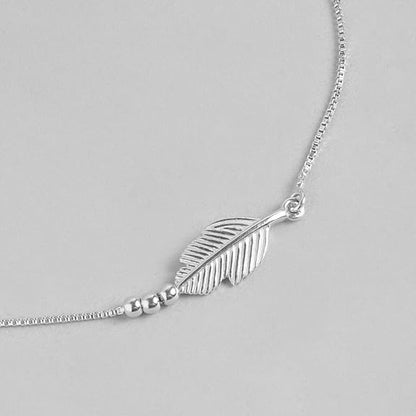 LukGud  Silver Designer Leaf Rhodium Plated Adjustable Chain Anklet (Single) | Gift for Women & Girls |